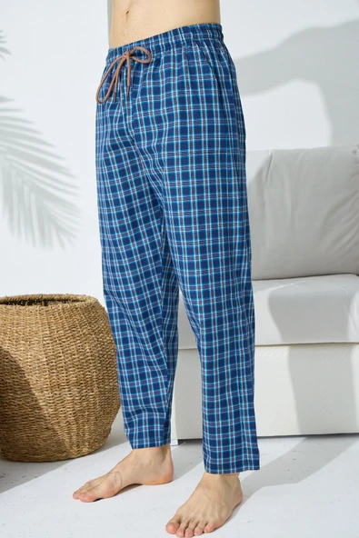 Kly Premium Erkek Yüksek Kalite Poplin Pamuklu Kumaş Ekose Pantolon/Pijama Altı ürün görseli 1