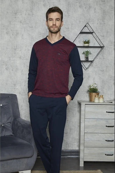 Kly 7420 Erkek Battal V Yaka Pijama Takımı ürün görseli 1