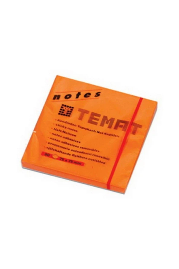 Temat Yapışkanlı Not Kağıdı.FosforluTuruncu 75x75 MM Yapışkanlı Post-it ürün görseli 1