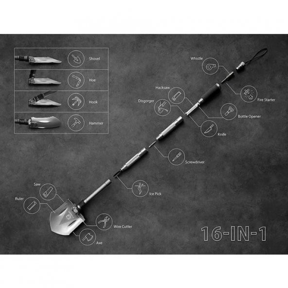 Tyger Auto Shovel 16sı 1 Arada Kamp Küreği - Resim 3