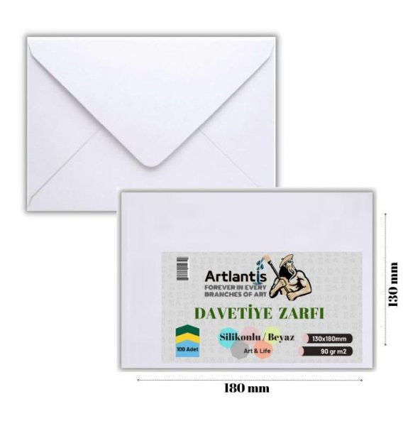 Zarf 13x18 Davetiye Zarfı Beyaz 100lü 1 Paket Artlantis Beyaz Davetiye Zarfı 13*18 100lü 1 Paket ürün görseli 1