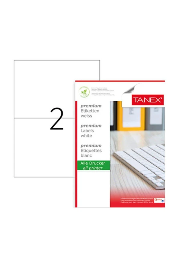 Tanex Lazer Etiket 100 Yaprak 210x148.5 Mm Lazer Yazıcı Etiketi ürün görseli 1