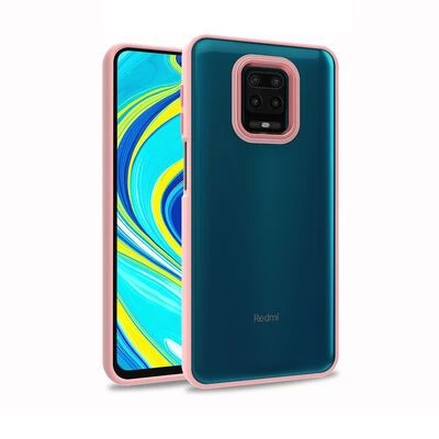 Gpack Xiaomi Redmi Note 9 Pro Flora Sert Silikon Arkası Cam Şeffaf Pembe ürün görseli 1