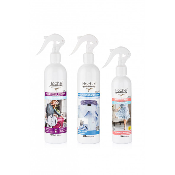 Hochei PAKET-1 Ütüsüz Ütü-İpeksi Kolay Ütü-Antistatik Sprey 3' lü ürün seti (400ml-400ml-250ml ) ürün görseli 1