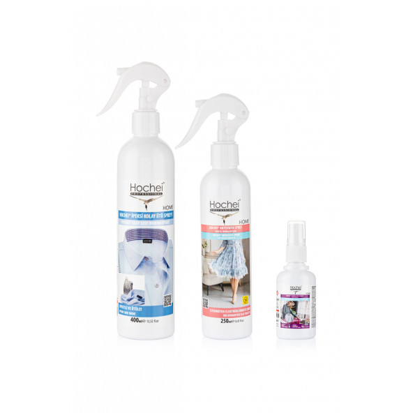 Hochei PAKET-3 İpeksi Kolay Ütü-Antistatik Sprey-Ütüsüz Ütü 3' lü ürün seti ( 400ml-250ml-70ml ) ürün görseli 1