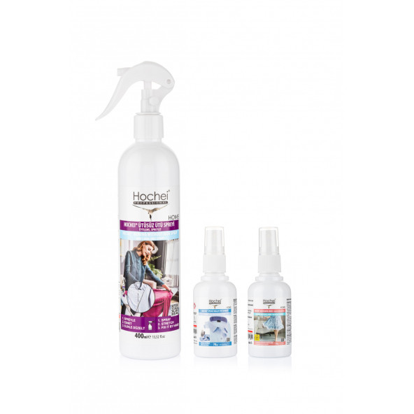 Hochei PAKET-8 Ütüsüz Ütü-İpeksi Kolay Ütü-Antistatik Sprey 3' lü ürün seti ( 400ml-70ml-70ml ) ürün görseli 1