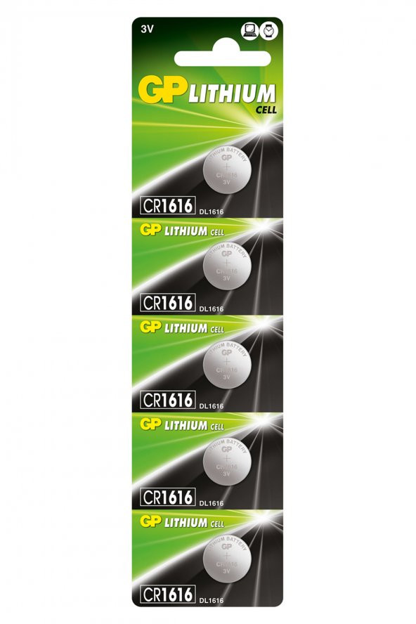 GP Batteries CR1616 1616 Boy Lityum Düğme Pil 3 Volt 5Li Kart ürün görseli 1