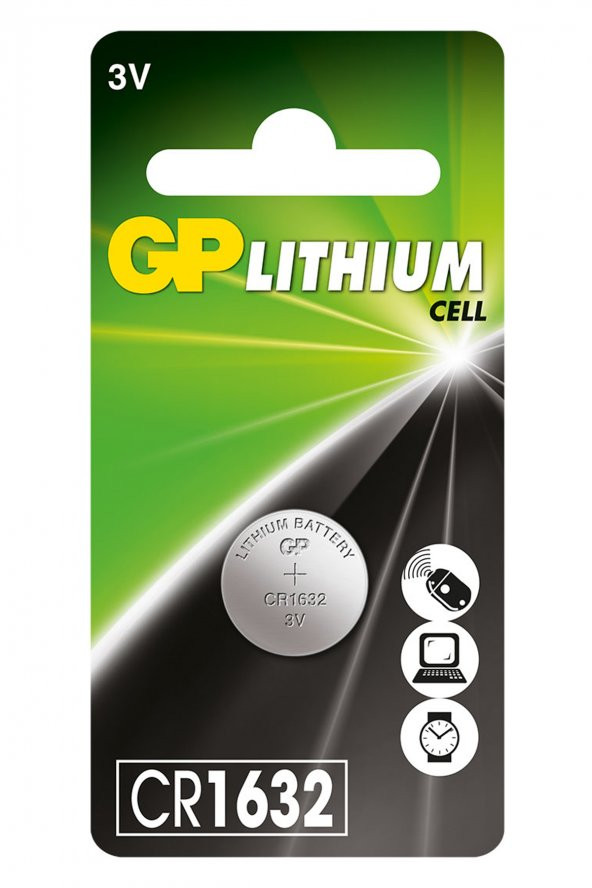 Gp Batteries Cr1632 1632 Boy Lityum Düğme Pil, 3 Volt, Tekli Kart ürün görseli 1