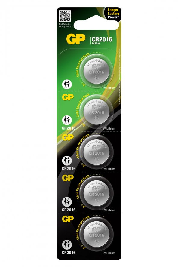 GP Batteries CR2016 2016 Boy Lityum Düğme Pil 3 Volt 5li Kart ürün görseli 1