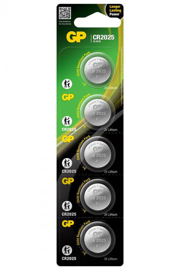 Gp Batteries Cr2025 2025 Boy Lityum Düğme Pil 3 Volt 5Li Kart ürün görseli 1