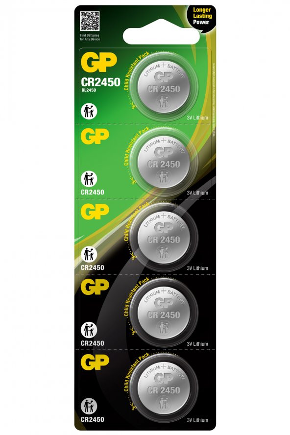 GP Batteries CR2450 2450 Boy Lityum Düğme Pil 3 Volt 5Li Kart ürün görseli 1