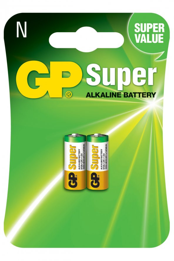 GP Batteries GP910A Süper Alkalin LR1/N/910A Boy Yarım Kalem Pil 1.5 Volt 2Li Kart ürün görseli 1
