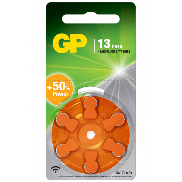 GP Batteries GPZA13 DA13/AC13/ZA13 Boy İşitme Cihazı Kulaklık Pili 1.45 Volt 6Lı Kart ürün görseli 1
