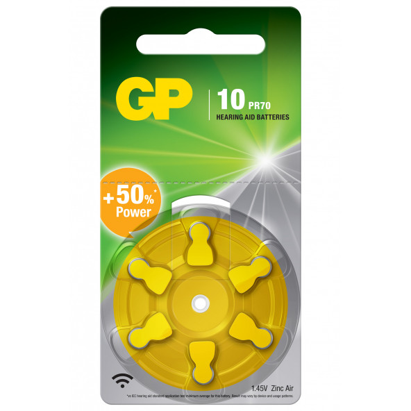 GP Batteries GPZA10 DA230/AC10/ZA10 Boy İşitme Cihazı Kulaklık Pili 1.45 Volt 6Lı Kart ürün görseli 1