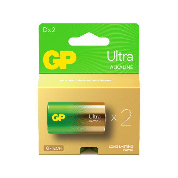 G-TECH Ultra Alkalin Kalın LR20 - D Boy 1.5V Pil 2'li Kart ürün görseli 1
