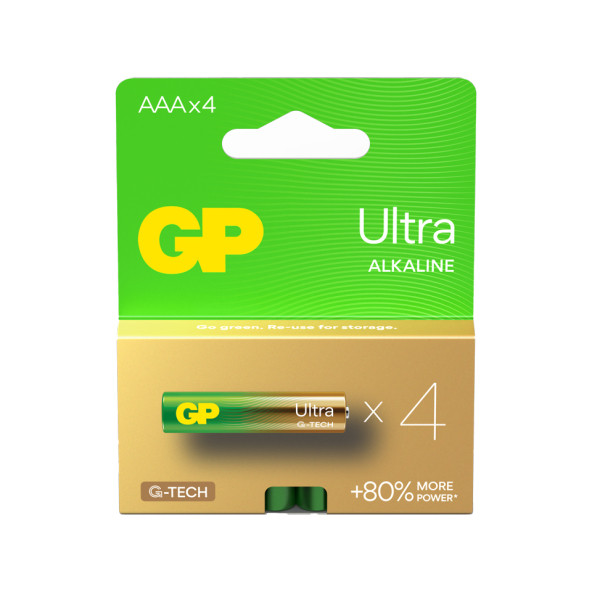 GP G-TECH Ultra Alkalin İnce LR03 - AAA Boy 1.5V Pil 4'lü Kart ürün görseli 1