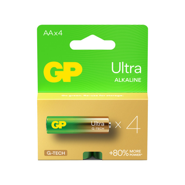 GP G-TECH Ultra Alkalin Kalem LR6 - AA Boy 1.5V Pil 4'lü Kart ürün görseli 1