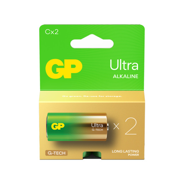 GP G-TECH Ultra Alkalin Orta LR14 - C Boy 1.5V Pil 2'li Kart ürün görseli 1