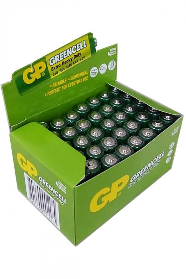 GP Batteries GP24G Greencell R03/1212/AAA Boy İnce Pil 1.5 Volt 40lı Kutu ürün görseli 1
