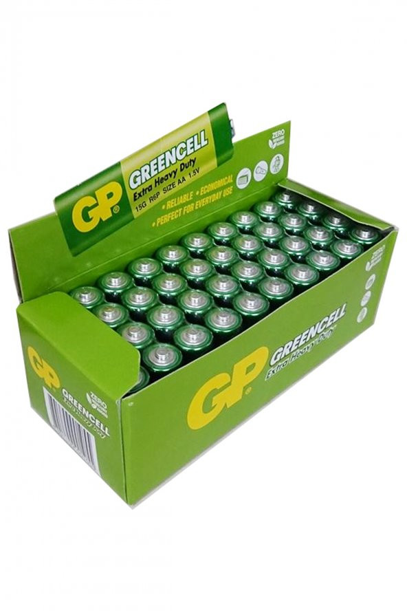 GP Batteries GP15G Greencell R6P/1215/AA Boy Kalem Pil 1.5 Volt 40lı Kutu ürün görseli 1