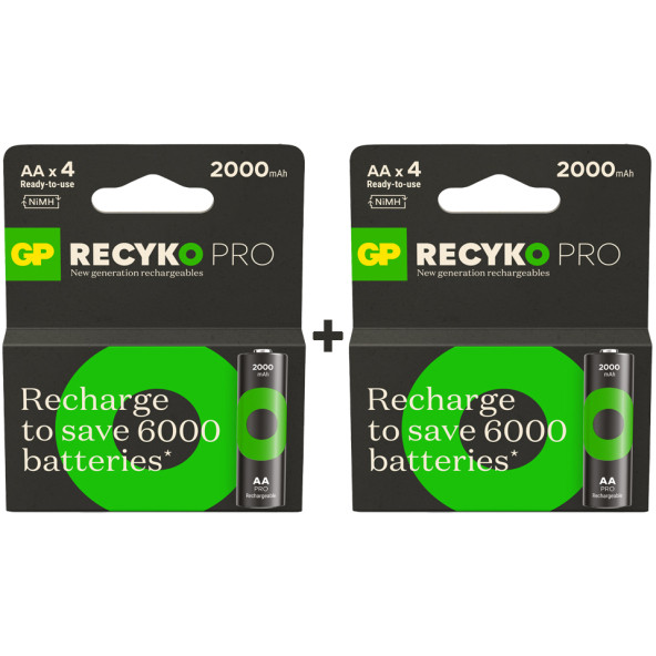 GP ReCyko Pro 2000 mAh AA Kalem 8li Şarj Edilebilir Pil ürün görseli 1