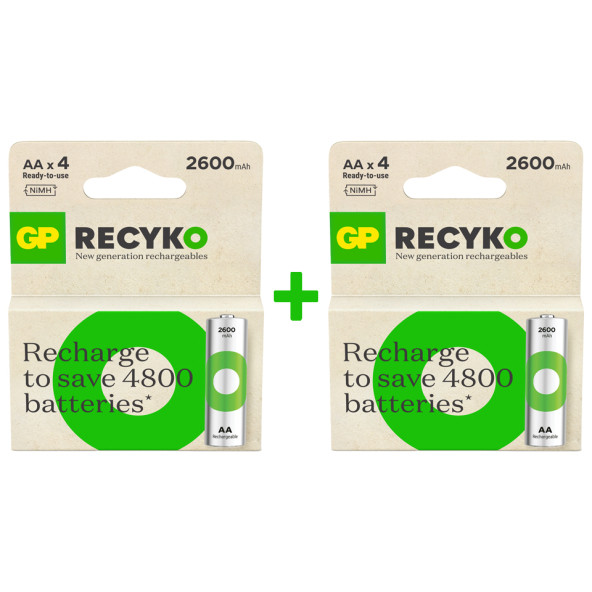 GP ReCyko 2700 Serisi AA Kalem 8li Şarj Edilebilir Pil ürün görseli 1
