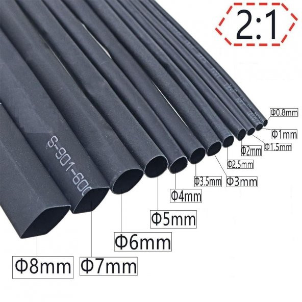 Isı ile 2/1 Daralan Makaron 3.5 mm - Siyah - 200 Metre ürün görseli 1