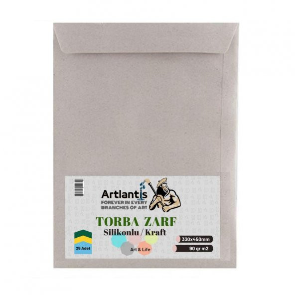 Torba Zarf 33x45 Cm Kraft 90 Gr Silikonlu 25li 1 Paket Artlantis 330*450 Mm Torba Zarf Kraft 25 li 1 Paket ürün görseli 1