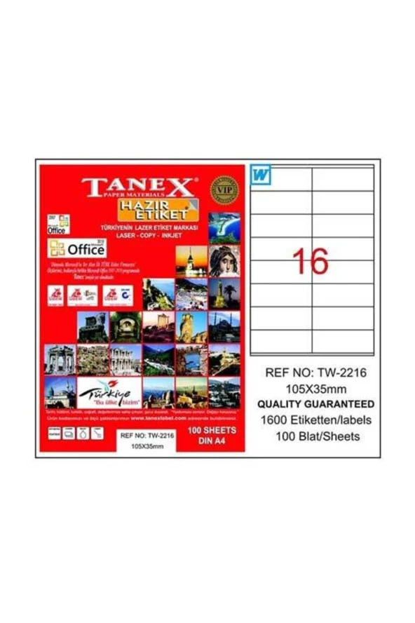 Tanex Lazer Etiket 100 Yaprak 105x35 Mm Lazer Yazıcı Etiketi ürün görseli 1