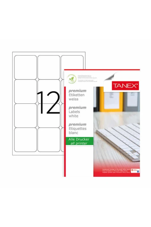 Tanex Lazer Etiket 100 Yaprak 63x72 Mm Lazer Yazıcı Etiketi ürün görseli 1