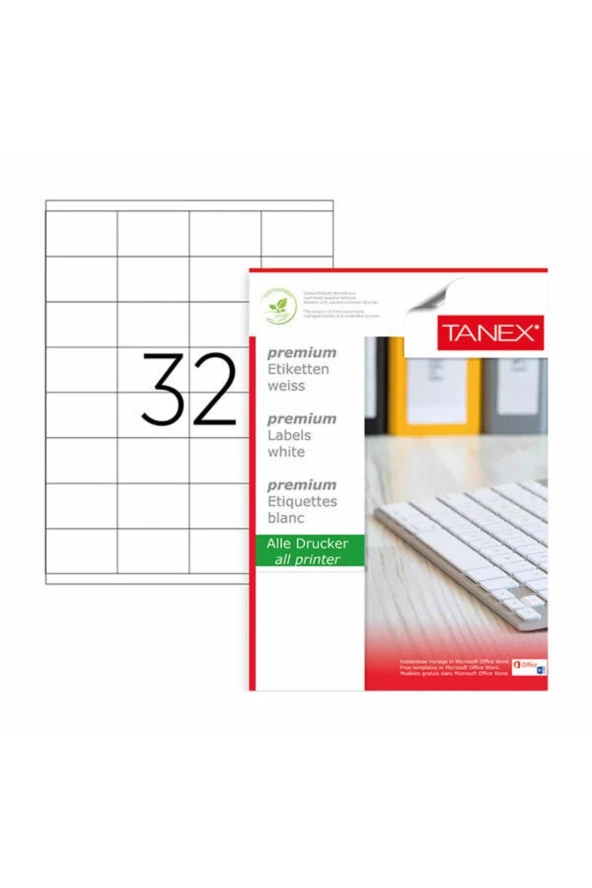 Tanex Lazer Etiket 100 Yaprak 52.5 x 35 Mm Lazer Yazıcı Etiketi ürün görseli 1