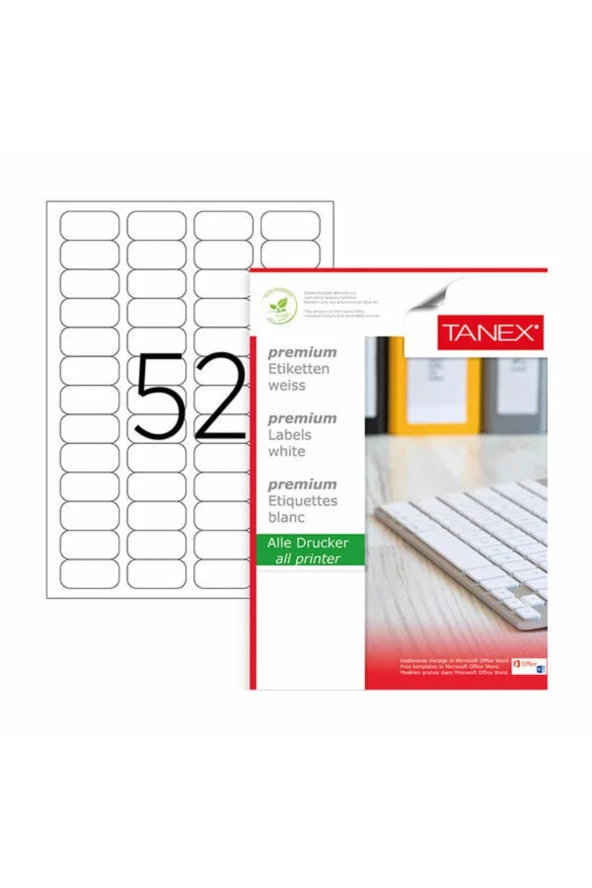 Tanex Lazer Etiket 100 Yaprak 46.4 x 21.2 Mm Lazer Yazıcı Etiketi ürün görseli 1