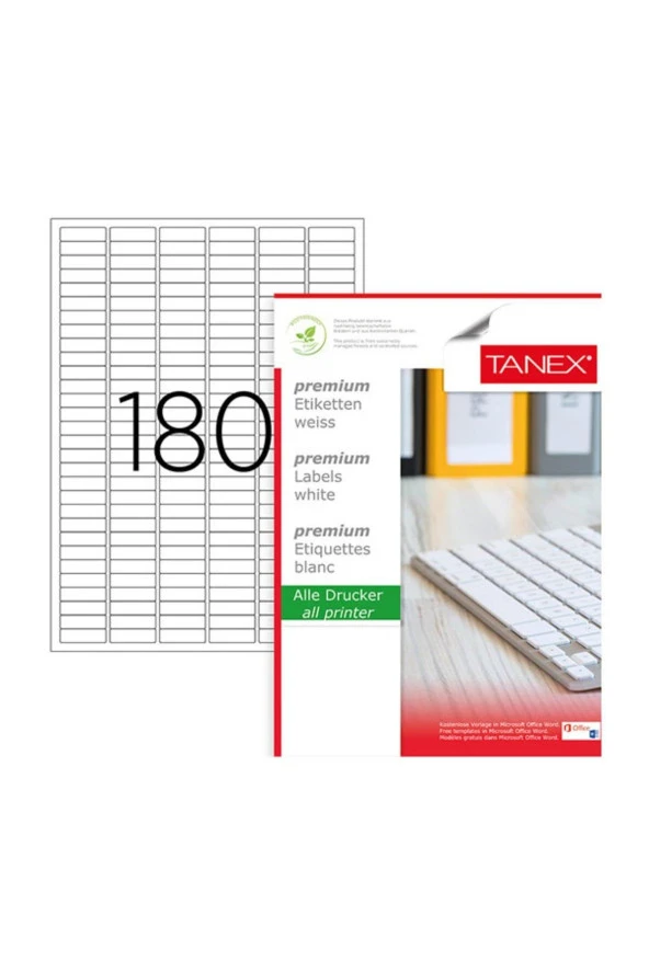 Tanex Lazer Etiket 100 Yaprak 30 x 9 Mm Lazer Yazıcı Etiketi ürün görseli 1