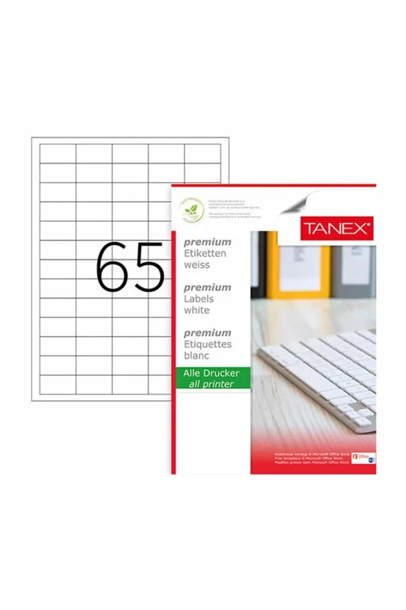 Tanex Lazer Etiket 100 Yaprak 38 x 21 Mm Lazer Yazıcı Etiketi ürün görseli 1