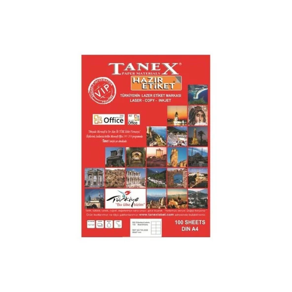Tanex Lazer Etiket 100 Yaprak 40 x 25 Mm Lazer Yazıcı Etiketi ürün görseli 1