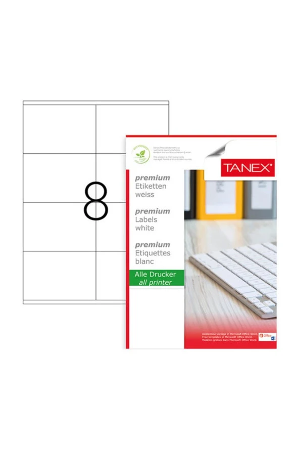 Tanex Lazer Etiket 100 Yaprak 105 x 72 Mm Lazer Yazıcı Etiketi ürün görseli 1