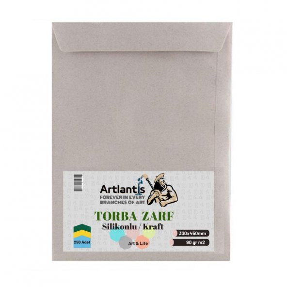 Torba Zarf 33x45 Cm Kraft 90 Gr Silikonlu 250li 1 Paket Artlantis 330*450 Mm Torba Zarf Kraft 250 li 1 Paket ürün görseli 1