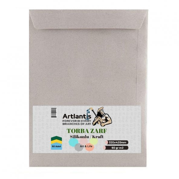 Torba Zarf 32x42 Cm Kraft 90 Gr Silikonlu 50li 1 Paket Artlantis 320*420 Mm Torba Zarf Kraft 50 li 1 Paket ürün görseli 1