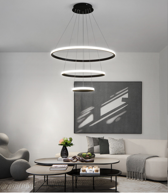 TT Aydınlatma TT300-3 SY  Halka 3 lü Mat Siyah Led Avize ürün görseli 1
