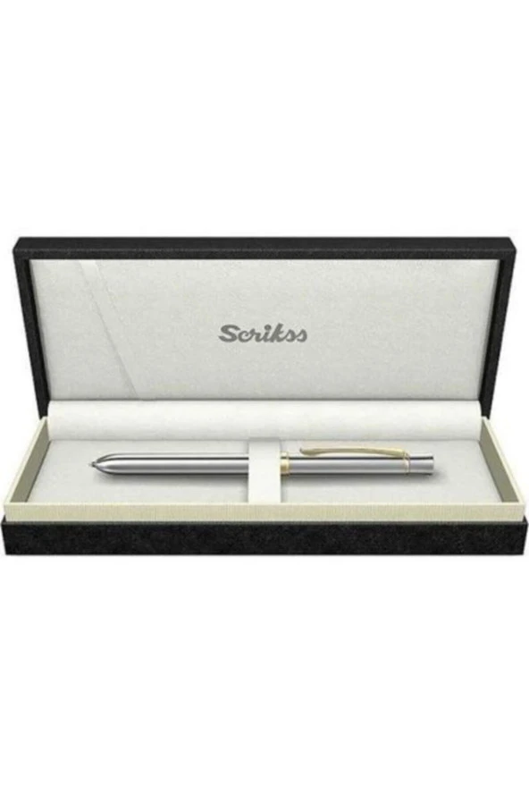 Scrikss Fonksiyonlu Kalem Gold Krom Tükenmez + Versatil Multifonksiyon Kalem ürün görseli 1