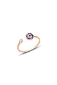 Gümüş rose zirkon taşlı ayarlamalı Nazar Modeli Yüzük SGTL11583ROSE ürün görseli 1