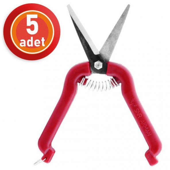 5 Adet Akman Narenciye Üzüm Çiçek Bağ Dal Budama Makası Düz Uçlu 18 cm ürün görseli 1