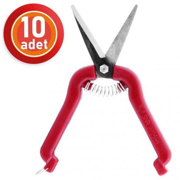 10 Adet Akman Narenciye Üzüm Çiçek Bağ Dal Budama Makası Düz Uçlu 18 cm ürün görseli 1