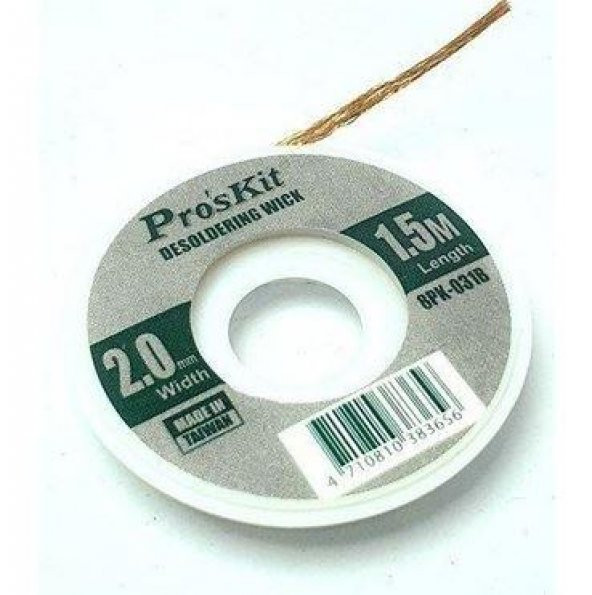 Proskit 8PK-031B Lehim Temizleme Teli Lehim Sökme Fitili 2mm ürün görseli 1