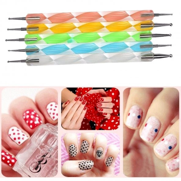 Tırnak Süsleme Kalemi Metal Başlıklı 5 Li Dot Kalemi Tırnak Süsleme Nail Art Dot Seti ürün görseli 1