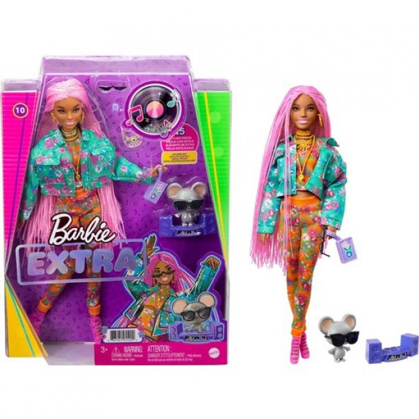 Barbie Extra Pembe Örgü Saçlı Bebek MTL-GXF09 ürün görseli 1