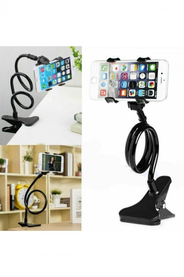 Akrobat Spiral Gövdeli Oynar Başlıklı Siyah Telefon Tutucu ürün görseli 1