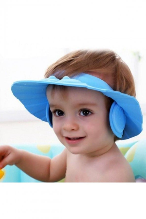 Baby Mate Bebek Banyo Şapkası Duş Başlığı Ayarlanabilir Çocuk Küvet Göze Su Kaçırmayan Şapka Mavi ürün görseli 1