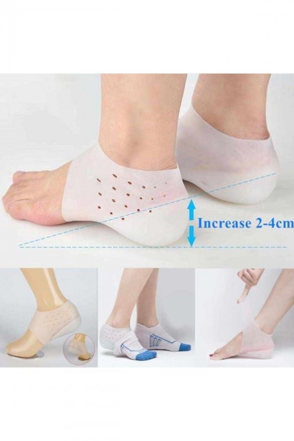 3,5 cm Gizli Topuk Çorabı Silikon Boy Uzatıcı Ayak Çorap ürün görseli 1