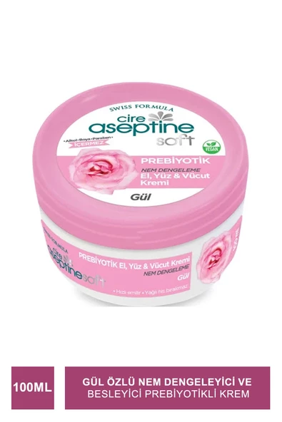 Cire Aseptine Soft Gül Özlü Nem Dengeleyici ve Besleyici Prebiyotikli Krem 100 ml ürün görseli 1